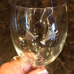 Martini Stainless Steel Pierced Earrings EUC No nickel